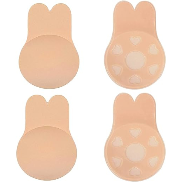 2 Paria Tarra Rintaliivit, Rintojen Nostoteippi, Näkymättömät Silikoniset Uudelleenkäytettävät Nännien Suojukset Beige