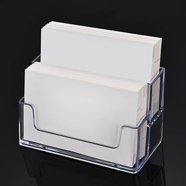 2 Stykker Klar Visitkort Holder 2 Niveauer Plastikkort Stand Organizer Kort Holder Display til Hjemmekontor