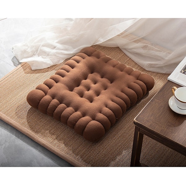 Lys kaffe Pæn rektangulær pude Mock Cookie Pude til sæde, gulv, bar, legerum