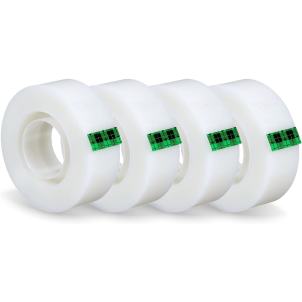 Usynlig Selvklæbende Tape - 4 Ruller - 19mm x 33m - Generel Anvendelse til Reparation, Mærkning og Lukning af Dokumenter