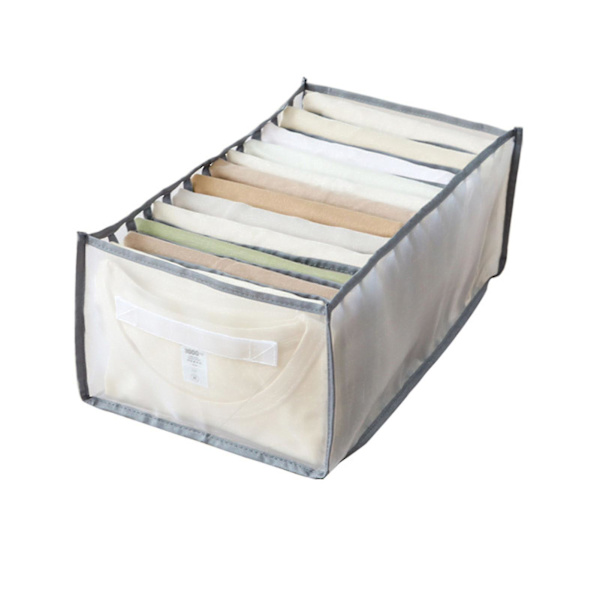 Foldbar Garderobe Tøj Skuffe Organizer Multifunktionel Stor Kapacitet Rum Opbevaringsboks Ny Gray 7 Grids