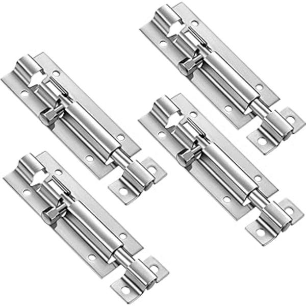 1 Pack Dörren Säkerhet Slide Latch Lås Tunnvalv Latch Slide Dörr Bolt Rostfritt Stål Skjutdörr Latch med Skruvar för Hem Gård Trädgård, 3 Tum Si