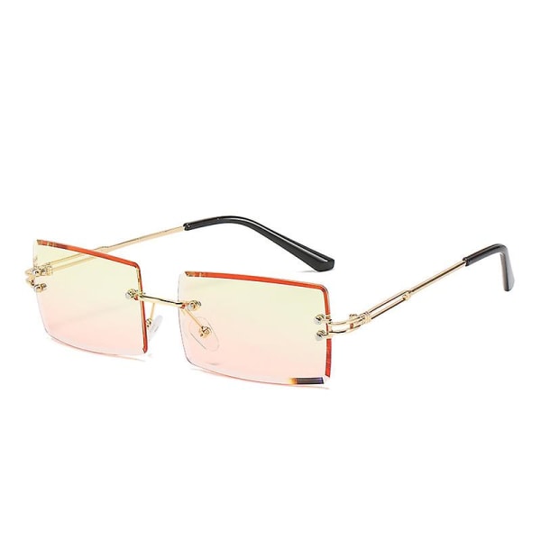 Båglösa rektangulära solglasögon kompatibla med kvinnor/män Ultralätt metallbåge Glasögon Mode fyrkantiga Uv400 glasögon unisex 11