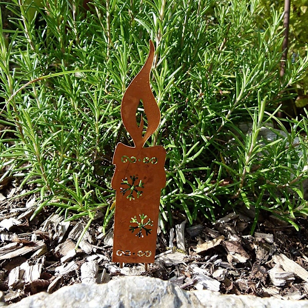 Sæt med 2 Indsatser til Snefnug Lys Blomsterpotte - Metal Have Dekoration - 20cm - Naturlig Rust Bronze