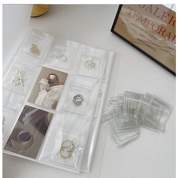 Transparent Smyckesförvaring Bok Rutnät Anti Oxidation Smyckesförvaring Organiser Väska 3 grids
