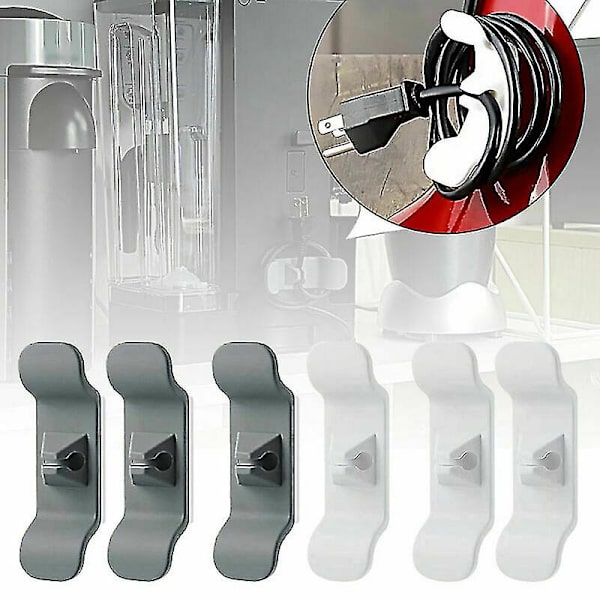 4-pakning Kabelholder for Kjøkkenapparater, Ledningsorganisator, Kabelkveil Tk 4X White