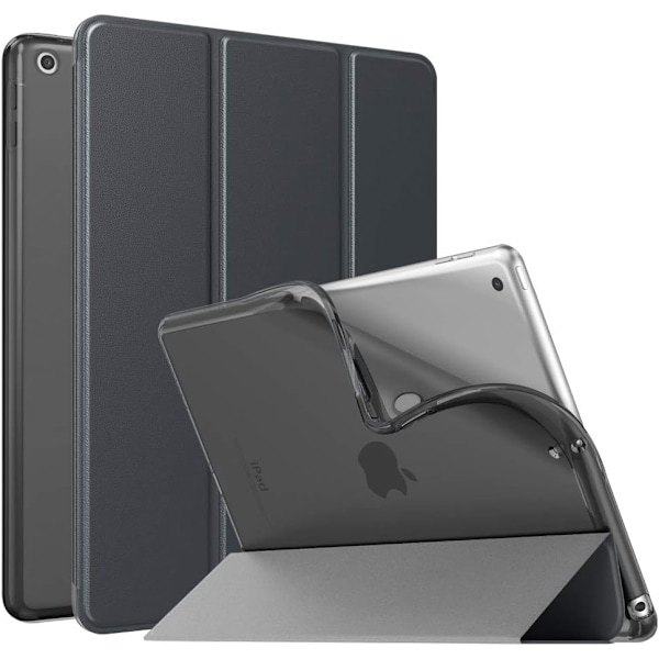 Rymdgrå fodral kompatibelt med iPad 9:e generationen 2021/iPad 8:e generationen 2020/iPad 7:e generationen 2019, TPU-flipfodral med ultratunt stativ med S