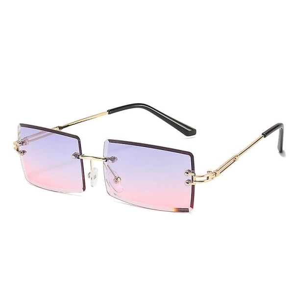 Båglösa rektangulära solglasögon kompatibla med kvinnor/män Ultralätt metallbåge Glasögon Mode fyrkantiga Uv400 glasögon unisex 12