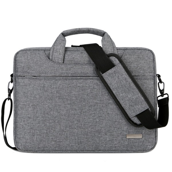 Grå 14-tums laptopväska One Piece, vattentätt laptopfodral med axelrem och handtag, smal laptopväska