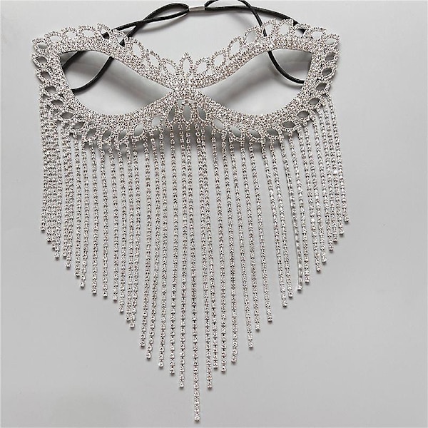 Krystallslør Maske Rhinestone Duske Katteøye Maske Magdans Maskerade Hodeplagg Silver