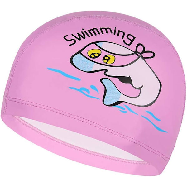 Pink Dolphin - Unisex vanntett silikon badehette med edderkopptrykk for barn og jenter, vannsport.