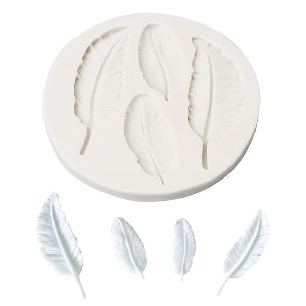 Fjerform, Silikone Chokoladeform Chokoladefjer Bageform Fondant DIY Dekoreringsværktøjer White B