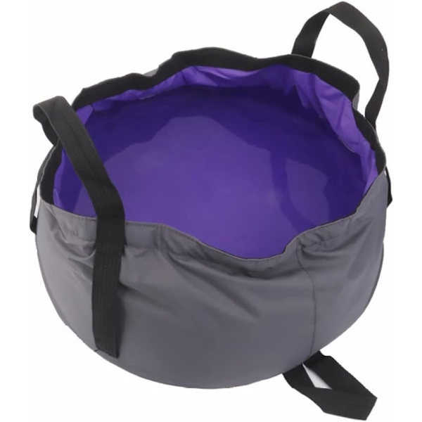 Lila hopfällbar tvättställ, multifunktionell hopfällbar tvättställ bärbar utomhus hopfällbar hink för camping vandring svart 8,5L