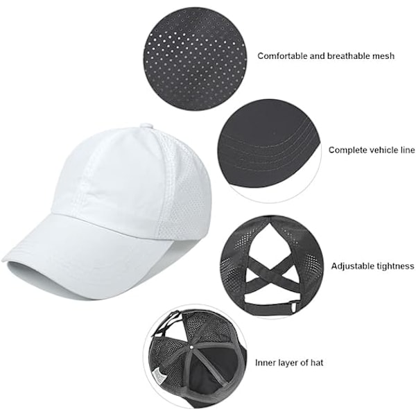 Baseballkeps för kvinnor och män, unisex, sommarkeps, anti-UV, sportkeps, hästsvanskeps för löpning, golf, cykling, vandring, huvudomkrets: 57-58 cm
