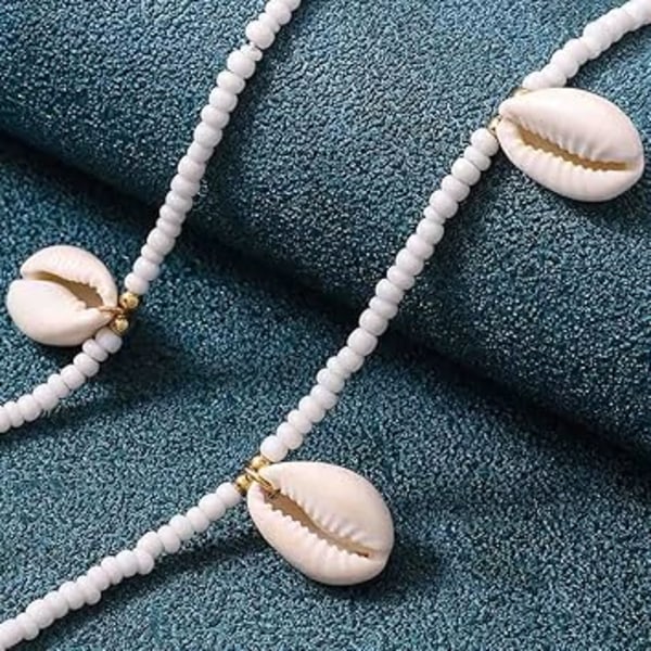 Boho Perlekjede Magekjede Skjell Midjekjede Sommer Strand Kroppskjede Justerbare Smykker for Kvinner og Jenter