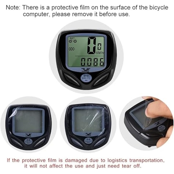 Trådløs cykelcomputer, vandtæt cykelcomputer og cykelkilometertæller med automatisk opvågning, multifunktionelt LCD-baggrundsbelyst display
