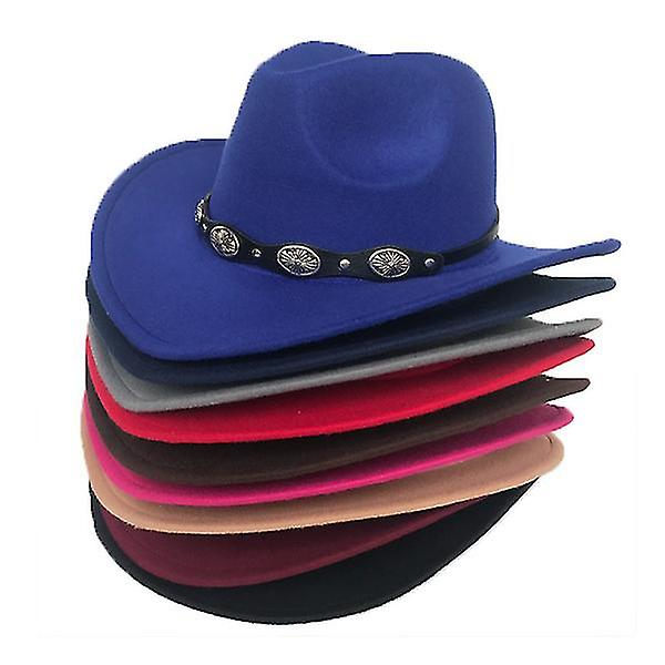 Cowboy Hat Faux Læder Rejse Kasketter Mode Western Red