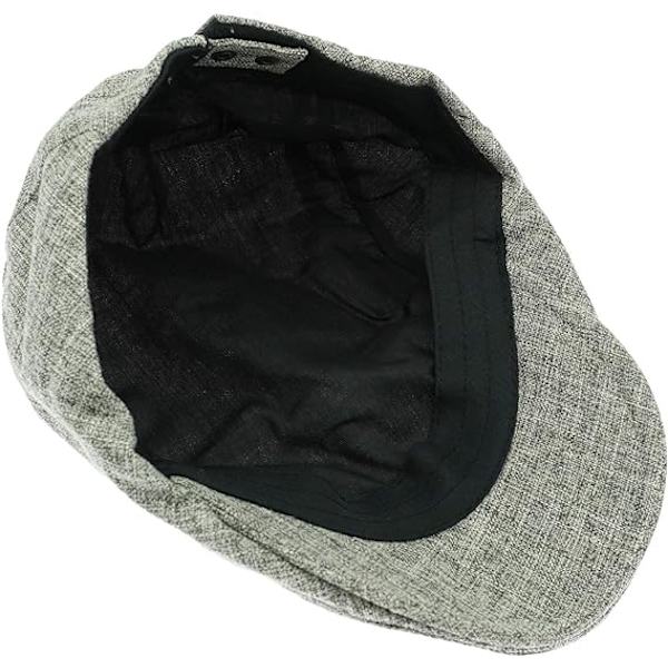 Ren Linned Flat Hat til Mænd Retro Duck-Tab Cap Litterær Cap til Ung Mand Grå