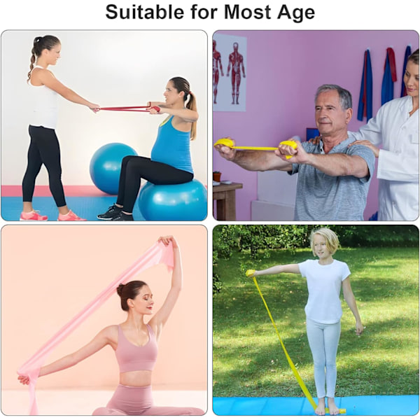 Motståndsband Set om 4 - Designad för Yoga, Pilates, Styrketräning, Fysioterapi Slumpmässig Färg