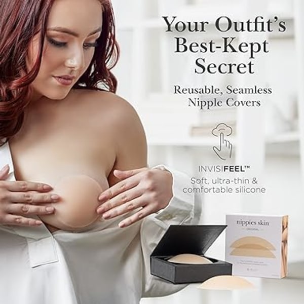 Nippies Nipple Cover - Sticky Adhesive Silikon Nippel Pasties - Återanvändbara Pasty Nipple Covers för kvinnor med reselåda