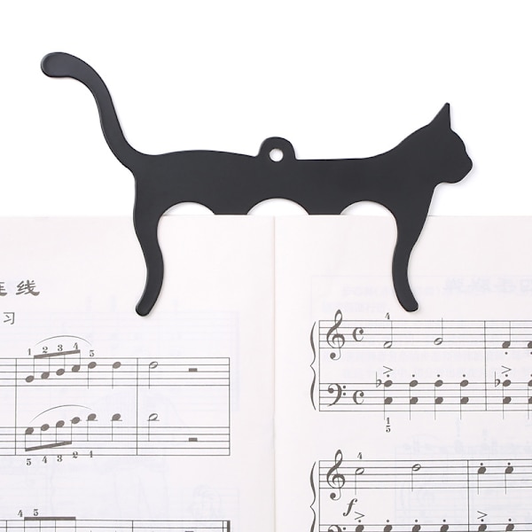 Noteholder med kattemotiv, svart sideholder, kattestil, noteholder for piano, noteark, musikertilbehør, mappe