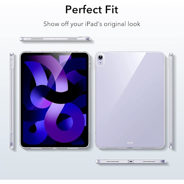 Läpinäkyvä takakuori, yhteensopiva iPad Air 5. sukupolven 2022 ja iPad Air 4. sukupolven 2020 kanssa, läpinäkyvä takaosa, tuki Pencil 2:lle