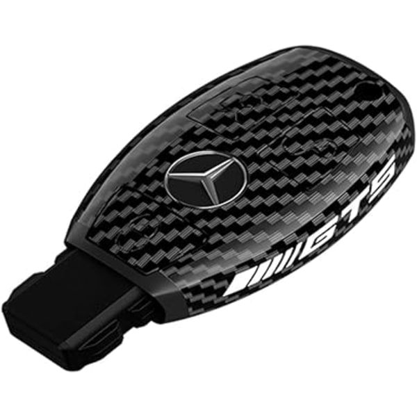 Kompatibel med Mercedes Benz cover med nyckelring Kolfibermönster 360 graders skydd Case för CEGSM GL CLS CLK G Cla