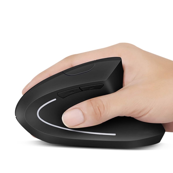 Trådløs mus, oppladbar, stille, ergonomisk med 6 knapper, 2,4 GHz USB, 3 justerbare DPI, for bærbar PC/PC/nettbrett/Ipad/Mac, svart