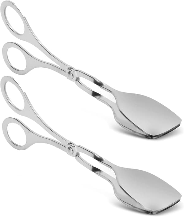2 stk. Tænger til servering af mad, Serveringstænger Rustfrit stål Buffet-tænger Mini-tænger Brødclips Madtænger Saksform Salat Steak Clips til bagning B