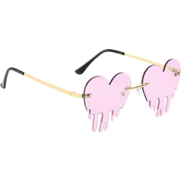 Roman solglasögon för kvinnor 1 par rosa, smälta glasögon Hjärtformade kantlösa solglasögon Färglins