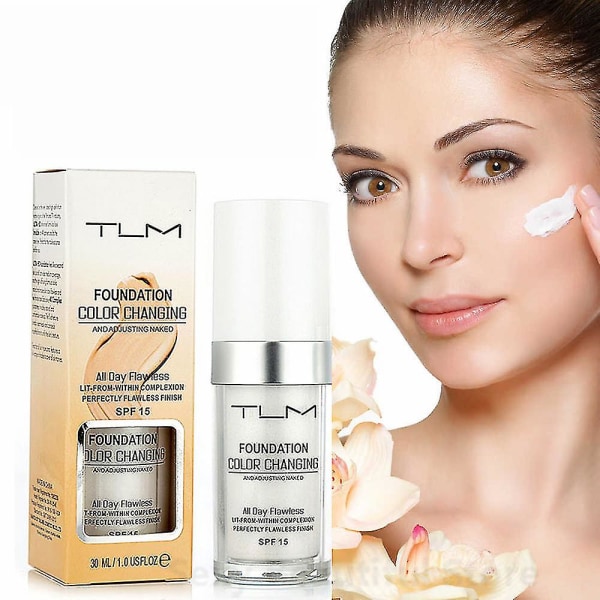 Tlm 30ml Color Changing Foundation Makeup Base Liquid Cover Concealer Longlasting Makeup Skin Care Foundation 2PCS
