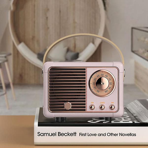 Retro Bluetooth Højttaler Gammeldags Klassisk Stil Stærk Basforbedring Høj Lydstyrke Bluetooth Trådløs Forbindelse Pink