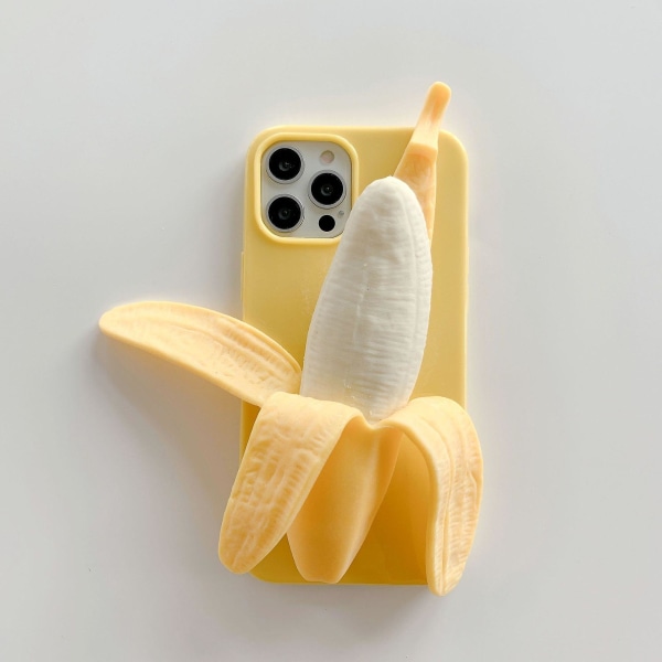 Män Kvinnor Kreativ Rolig Nyhet Snyggt klämbar 3d Gul Bananleksaksdekoration Phone case IPHONE 14