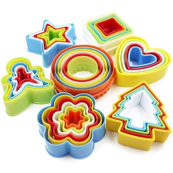 Set för kakskärmaskin (35 set/7 former, slumpmässiga färger), form för kakor, skärmaskin för barn- och vuxenmat