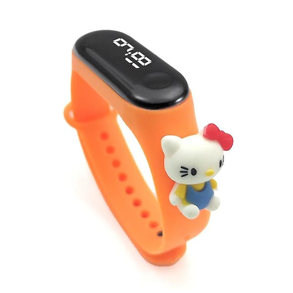 Vattentät digital söt barnklocka flicka pojke tecknad klockor Orange Hello Kitty