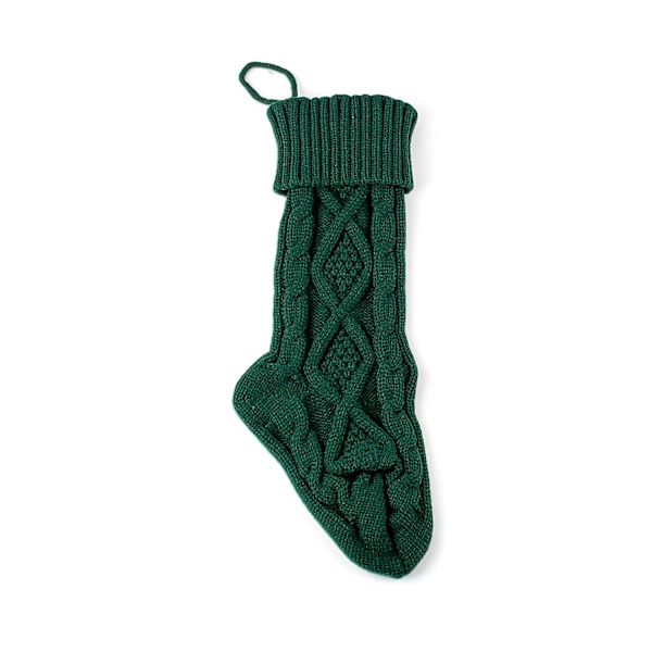 Stickad Julstrumpa Presentpåse Juldekorationsmaterial Godisstrumpa Green
