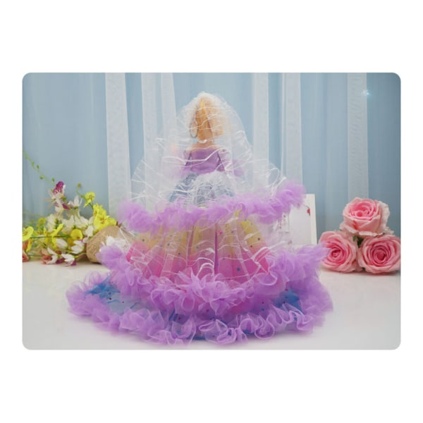 En (lila, höjd 40 cm) tygdocka barnleksak, Barbie Princess Doll, Blond som bär glittrig regnbågsbollklänning, present till 3 till 7 åringar