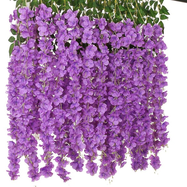 12-pack 3,7 fot konstgjord Wisteria hängande girlang blommor silkesblommor buske för bröllopsfest dekoration Light purple