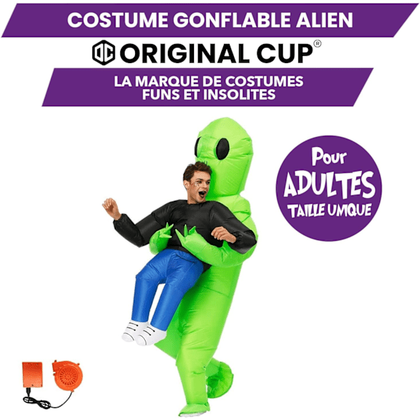 Oppusteligt Alien Kostume | Usædvanligt Oppusteligt Kostume | Premium Kvalitet | Voksenstørrelse | Polyester | Behageligt at Bære | Modstandsdygtigt | Oppustningssystem