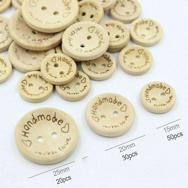 100 st läderlappar i träknappar klädetikett utsmyckning stickade gör-det-själv-tillbehör 3sizes wooden buckle