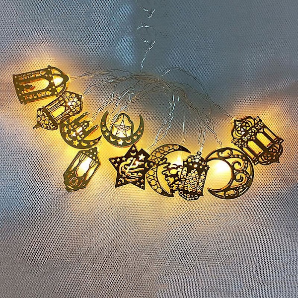 Ramadan Eid Lyslenke Varmhvit Atmosfære Eid Lanterner Lys Muslimsk Lampe Dekor Hjemmefest Gave Combination 2