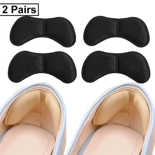 5 Par Hæl Insoles Patch Smertelindring Anti-slitasje Putepads Black-2 pairs