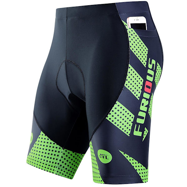 Sykkelshorts for menn med 3D-padding, hurtigtørkende sykkelbukser, halve bukser Green M