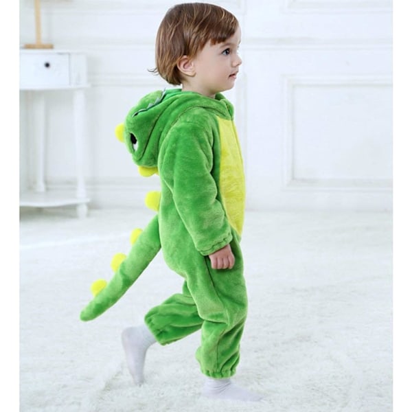 Baby Dinosaurie Kostym, (12 - 15 månader) Djurhuva Flanell Overall, Barn Overall, Karneval Kostym