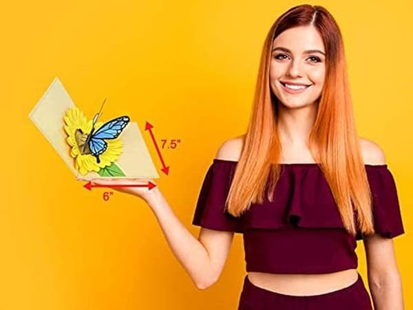 4 Blå Fjäril och Solros Pop Up-kort - Alla Tillfällen