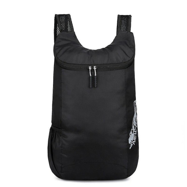 Män Kvinnor Vikbar utomhusryggsäck, ultralätt vandringscamping resväska, vattentät hopfällbar väska Black