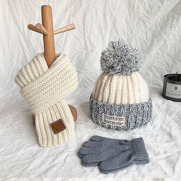 Varmt vinter skjerf til barn, termisk strikket til småbarn, for 4-12 år Grey
