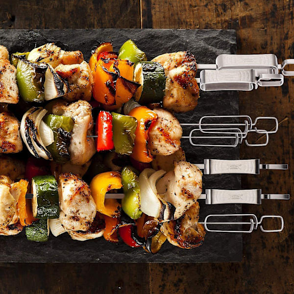 Sæt med 10 Grillspyd i Rustfrit Stål Lange Spyd Kebabspyd Kødspyd til Bål eller Grillskål