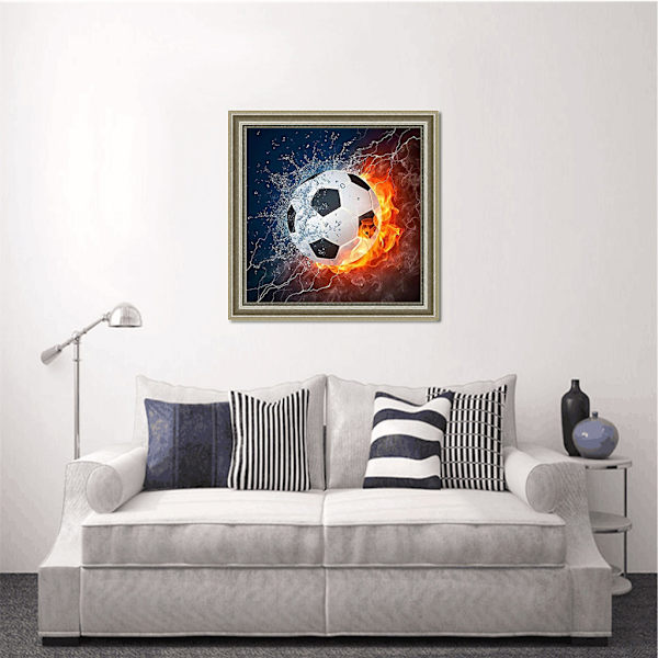 En bit 30 x 30cm 5D DIY Diamantkonst Hantverk Målningskit Full Drill, Fotboll Strass Kristall Korsstygn Broderibilder efter Nummer Vuxna