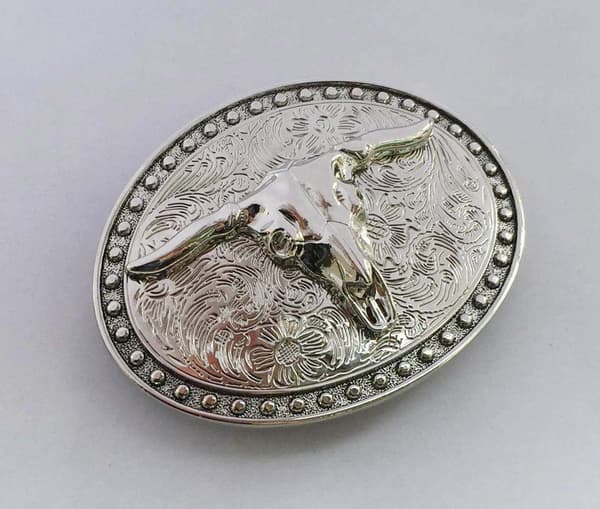Hopeinen Pitkäsarvi Texas Härkä Vyönsolki Cowboy Länsimaiset Soljet